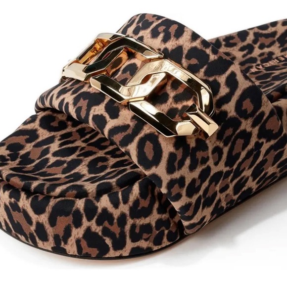 Good American Chain Platform Slide Sandal, Pale Leopard, NIB - Picture 4 of 7
